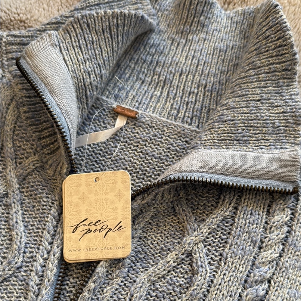 Free People Blue Knit Mini Sweater Dress